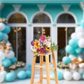 Aperturee - Tiffany Blue Arch Window Balloons Birthday Backdrop